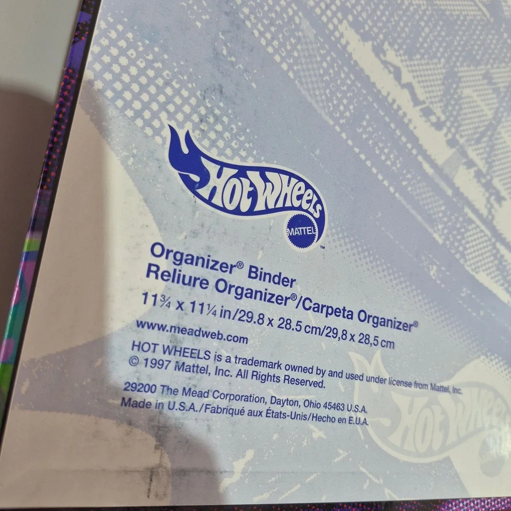 Vintage‎ 1997 Hot Wheels Mead Organizer Binder 3-Ring Burnin Rubber 29200 Purple
